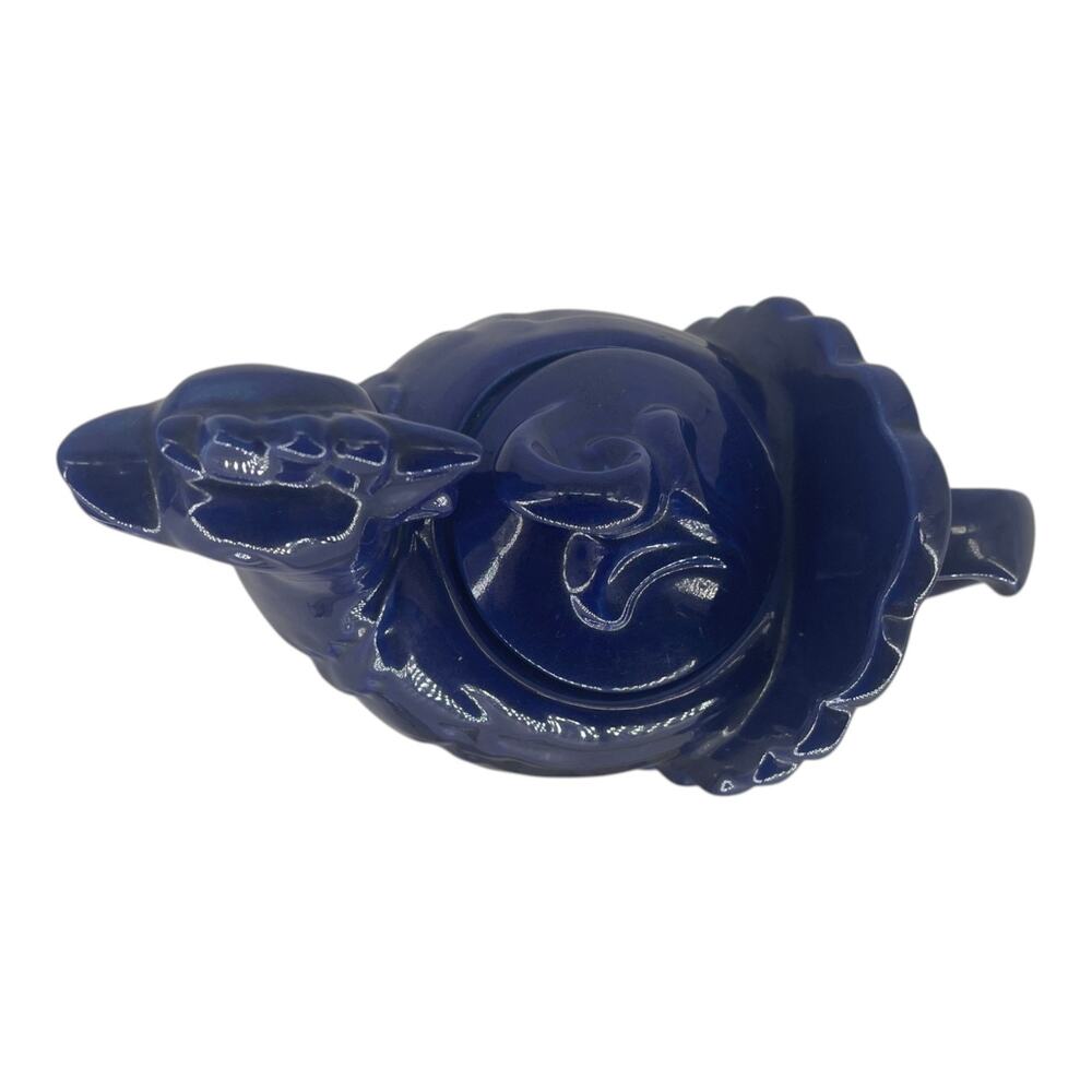 Red Wing Pottery Blue Rooster Teapot Vintage USA Ceramic Figural Teapot - Picture 4 of 7